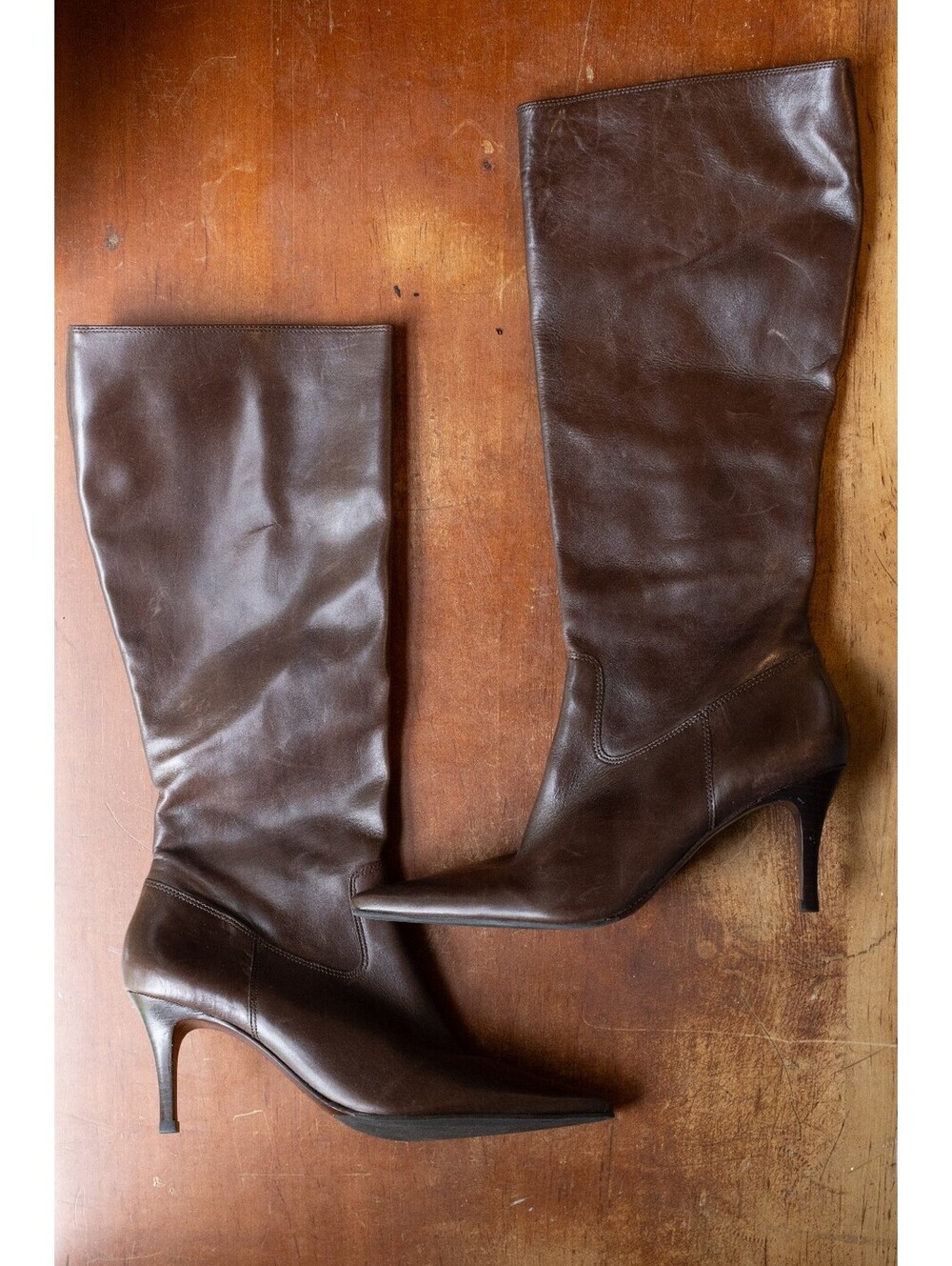 Ralph Lauren Classic Brown Leather Knee-High Boots Size 8.5B